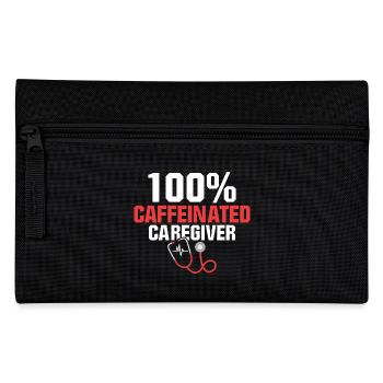 100% Caffeinated Caregiver Caregiving Carer - Pencil Case - black - Front