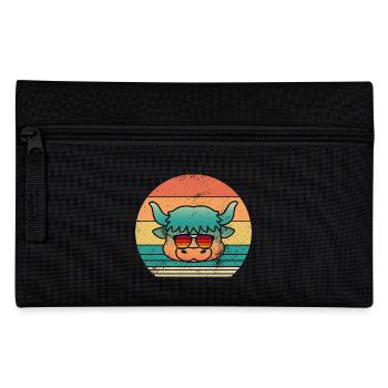 Büffel Rind Ochsen - Federtasche - Schwarz - Vorne