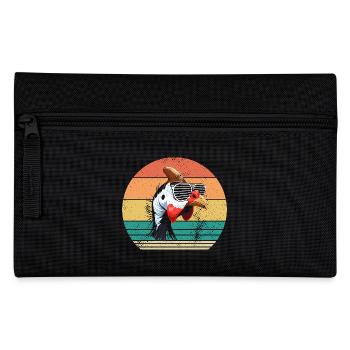 Hühner Hahn Perlhuhn - Federtasche - Schwarz - Vorne