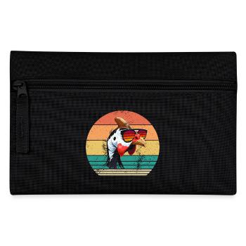 Hühner Hahn Perlhuhn - Federtasche - Schwarz - Vorne