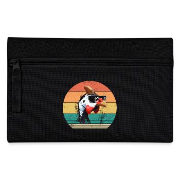 Hühner Hahn Perlhuhn - Federtasche - Schwarz - Vorne