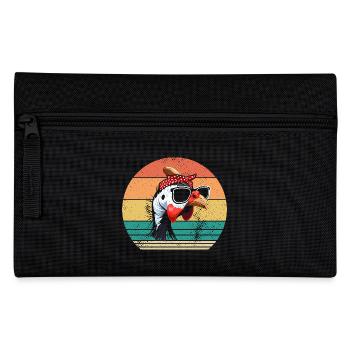 Hühner Hahn Perlhuhn - Federtasche - Schwarz - Vorne