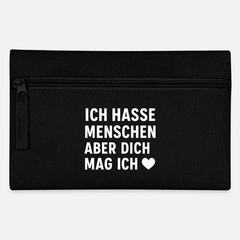 Ich hasse Menschen – aber dich mag ich ❤️ - Federtasche - Schwarz