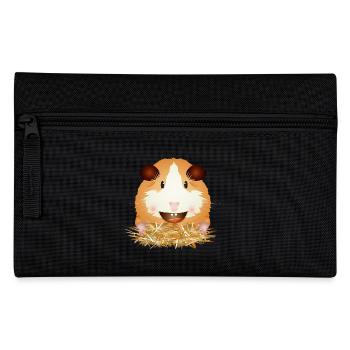 Laughing guinea pig in straw – good mood - Pencil Case - black - Front