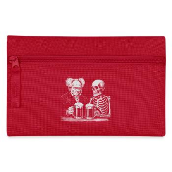 Arthur Schopenhauer drinking beer with skeleton - Pencil Case - red - Front
