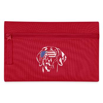 WEIMARANER Amerika Fahne vintage look - Federtasche - Rot - Vorne