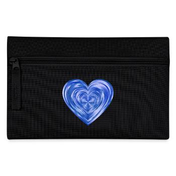 Glaenzendes Herz blau - Federtasche - Schwarz - Vorne