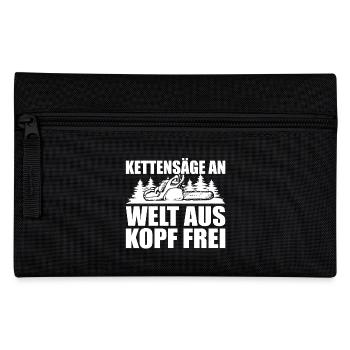 HOLZ SÄGE KETTENSÄGE GESCHENK WALD FÖRSTER BERUF - Federtasche - Schwarz - Vorne