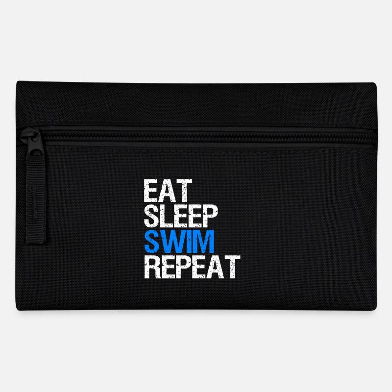Eat Sleep Swim Repeat Gift for Swimmers - Pencil Case - black