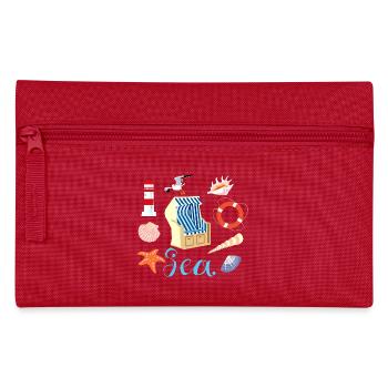 Ahoi Maritim Style, Strandkorb, Leutturm, Seestern - Federtasche - Rot - Vorne