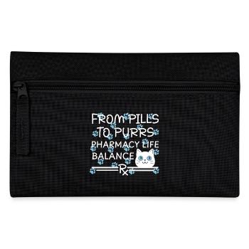 Pharmacy Cat Pills to Purrs Blue-White - Pencil Case - black - Front