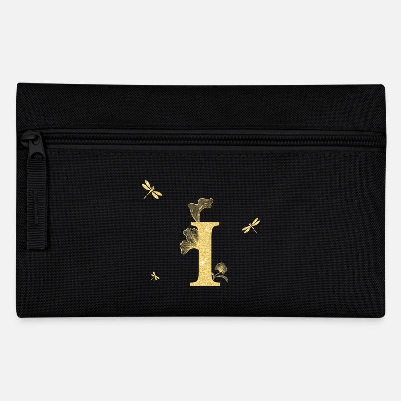 Buchstabe i Goldene Glitzerlibelle - Geschenkidee - Federtasche - Schwarz