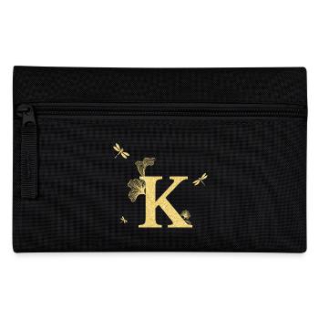 Buchstabe k Goldene Glitzerlibelle - Geschenkidee - Federtasche - Schwarz - Vorne