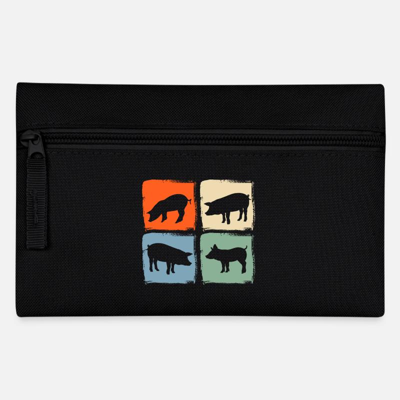 Schwein - Federtasche - Schwarz