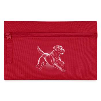 Cheerful running Labrador in drawing style - Pencil Case - red - Front
