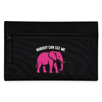 Rosa Elefant - Nobody can see me - Geschenk - Federtasche - Schwarz - Vorne