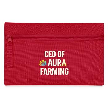 Aura Farming CEO Brand Funny Saying  - Pencil Case - red - Front
