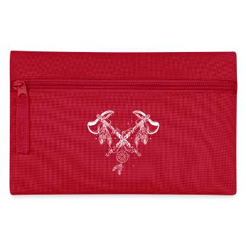 Crossed Tomahawks with Feathers – Line Art - Pencil Case - red - Front