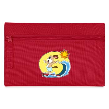 Hund Surfen Surfbrett Sommer - Federtasche - Rot - Vorne