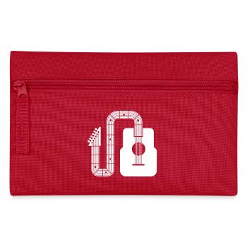 Minimalistische Akustikgitarre mit abstrakter Form - Federtasche - Rot - Vorne