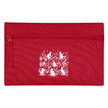Whimsical Cat Choir on Music Staff Cats Lover Fun - Pencil Case - red - Front