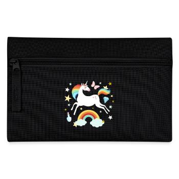 springendes Einhorn Regenbogen Pferd Wolken Sterne - Federtasche - Schwarz - Vorne