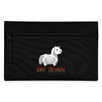 Happy Halloween Skelett-Pferdchen Einhorn - Federtasche - Schwarz - Vorne