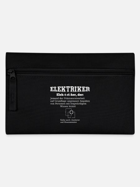 Elektriker Tshirt Geselle Meister Geschenk - Federtasche - Schwarz