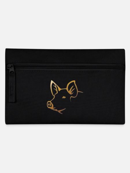 Schwein - Schweinekopf Bauernhof Tier - Federtasche - Schwarz