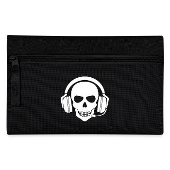 Gamer Skull with Headset (White) - Pencil Case - black - Front