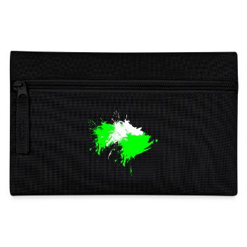 Klecks Fleck Flecke Weiß Hellgrün Vektor Design - Federtasche - Schwarz - Vorne
