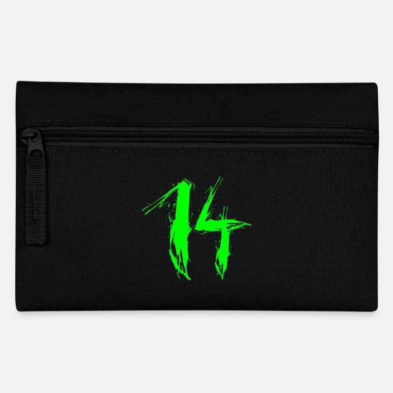zahl 14 grün 14.Geburtstag Lieblingszahl Vektor - Federtasche - Schwarz