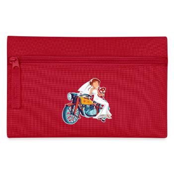 Verheiratet auf einem Motorrad. Hochzeitsgeschenk für Biker - Federtasche - Rot - Vorne