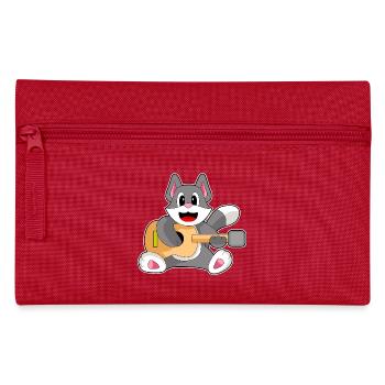 Katze Musiker Gitarre Musik - Federtasche - Rot - Vorne