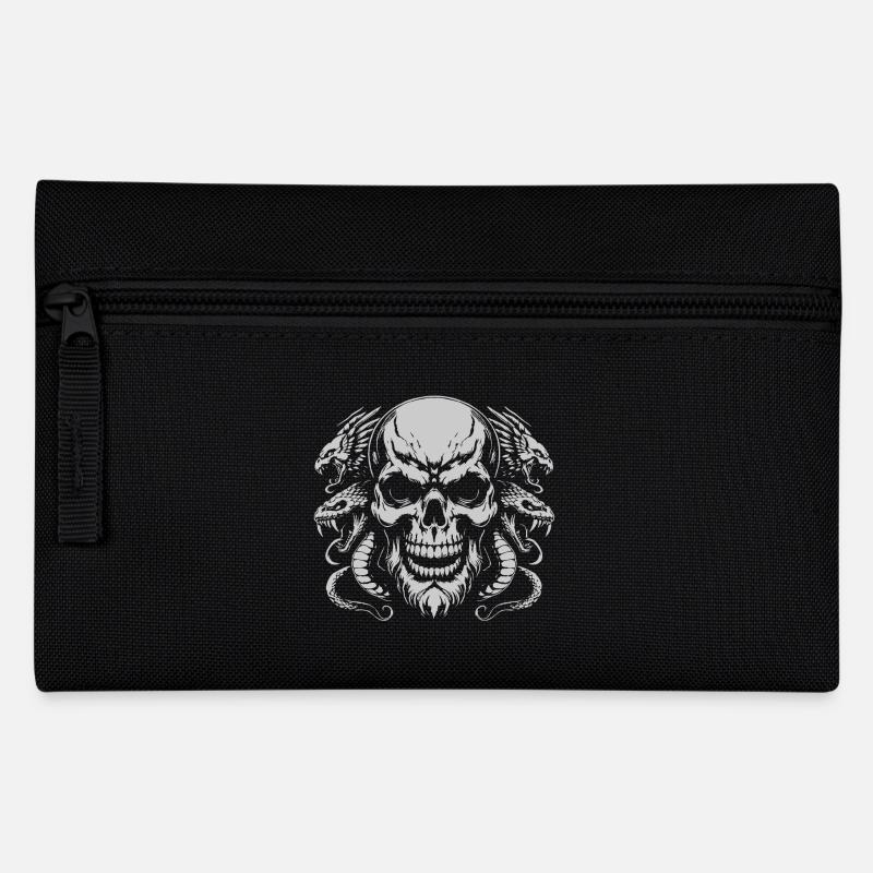 Totenkopf mit Schlangenring - Federtasche - Schwarz