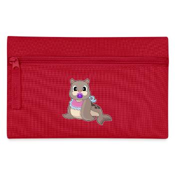 Seal Baby Bib Pacifier - Pencil Case - red - Front