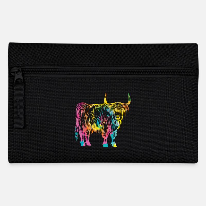 Kuh Rind Hochlandrind - Federtasche - Schwarz