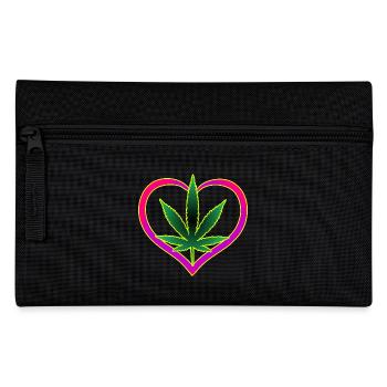 Herz mit Cannabisblatt - Weed - Marihuana - Hanf - Federtasche - Schwarz - Vorne