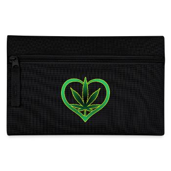Herz mit Cannabisblatt - Weed - Marihuana - Hanf - Federtasche - Schwarz - Vorne