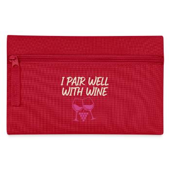 I Pair Well With Wine – Wine Glass Motif - Pencil Case - red - Front