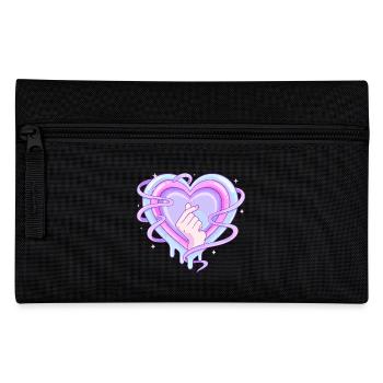 Cœur pastel K Pop Symbole de doigt Amour - Trousse - noir - Devant