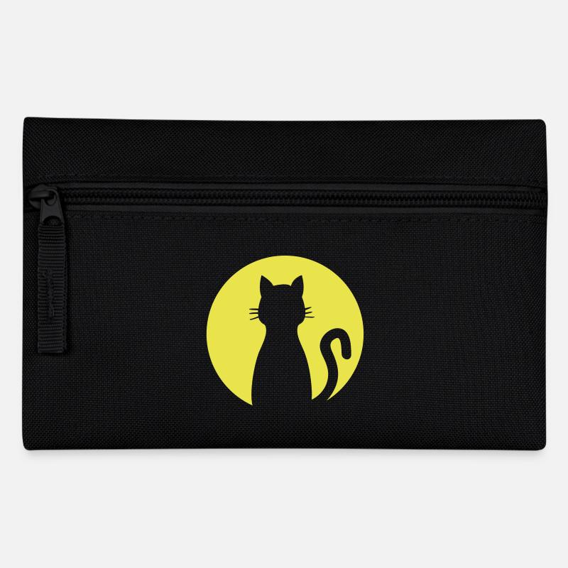 Cat before full moon - Pencil Case - black