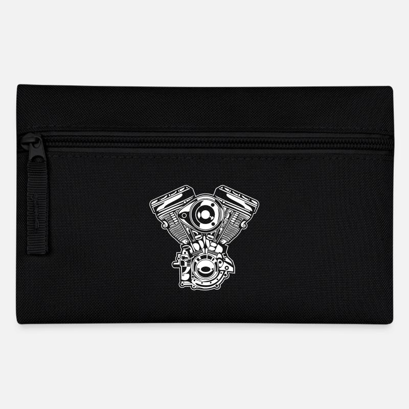 Motorrad Motor / Engine 01_weiß - Federtasche - Schwarz