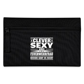 Clever Feuerwehrfrau - Federtasche - Schwarz - Vorne