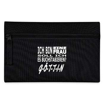 Ich bin eine Frau -Göttin Sprüche Mallorca Party - Federtasche - Schwarz - Vorne
