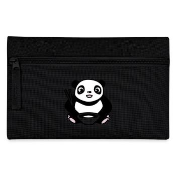 Baby Panda beim Reis essen mit Stäbchen - Federtasche - Schwarz - Vorne