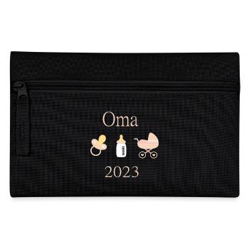 Oma 2023 Geburt Mädchen Vorlage personalisierbar - Federtasche - Schwarz - Vorne