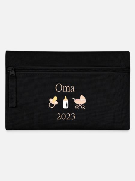 Oma 2023 Geburt Mädchen Vorlage personalisierbar - Federtasche - Schwarz