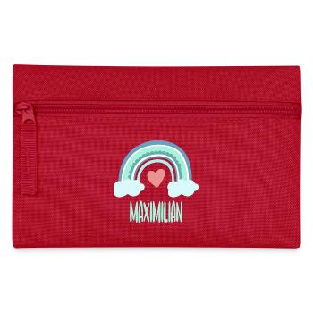 Maximilian Name Regenbogen Baby - Federtasche - Rot - Vorne