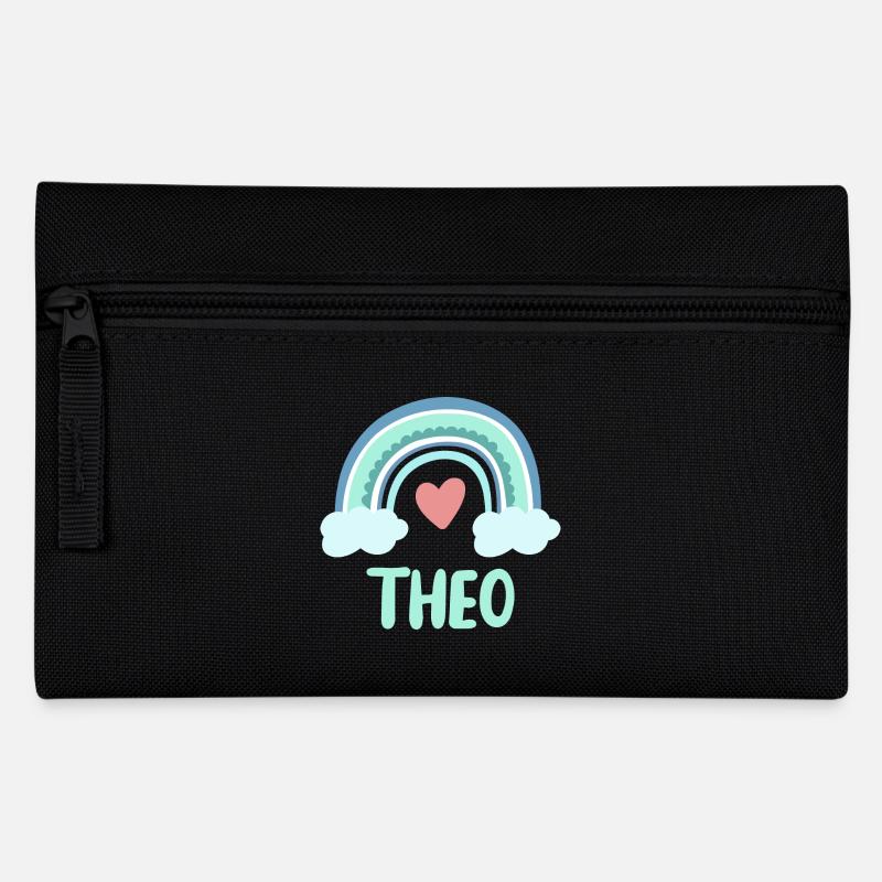 Theo Name Regenbogen Baby - Federtasche - Schwarz